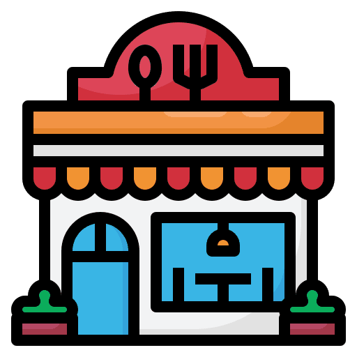 Restaurant store architecture and city building icon