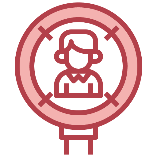 User marketing target audience magnifying glass icon