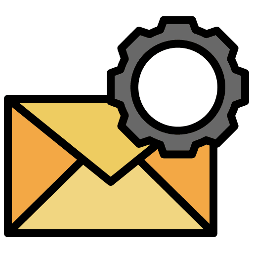 Envelope gear communications administration icon
