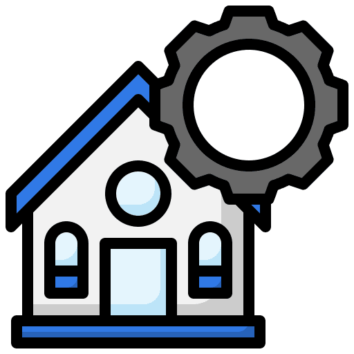 Home setting architecture and city smart house icon