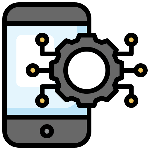 Smartphone technical support setting artificial intelligence icon Smartphone technical support setting artificial intelligence icon