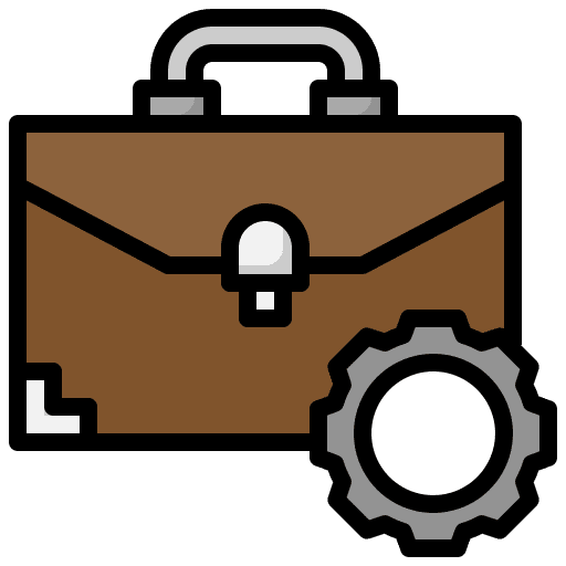 Briefcase business and finance worker setting icon Briefcase business and finance worker setting icon