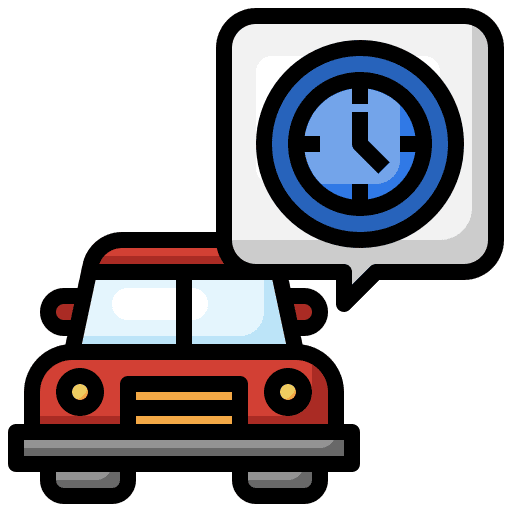Timing pickup car service journey icon