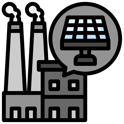 Factory architecture and city renewable energy ecological icon