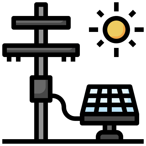 Pole solar electrician ecology and environment icon