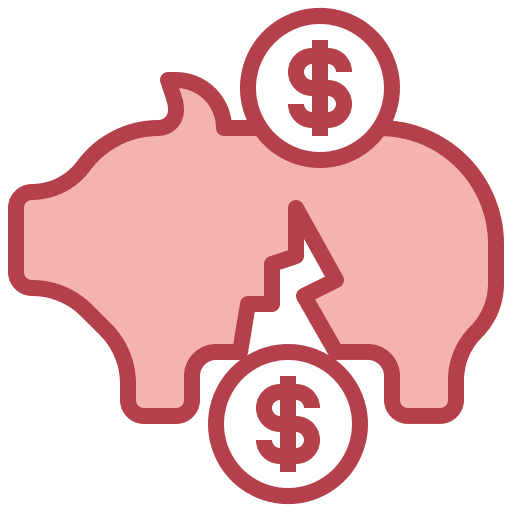 Piggy bank broken coin business and finance icon