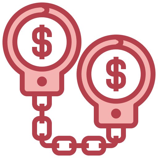 Handcuff dollar illegal coin icon Handcuff dollar illegal coin icon