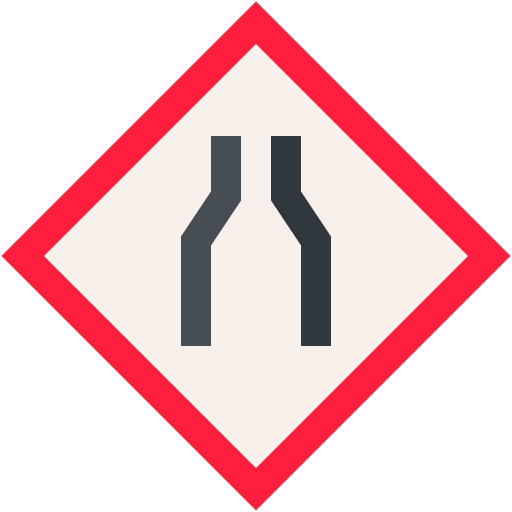 Narrow road traffic sign narrow narrow bridge icon