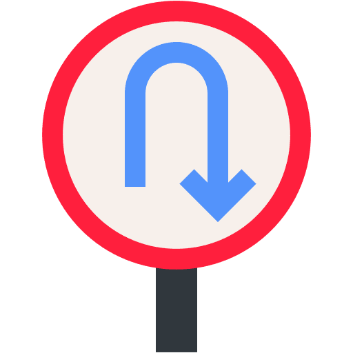 U turn arrows route traffic sign icon U turn arrows route traffic sign icon