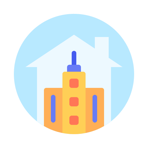 Home office architecture and city home office building icon
