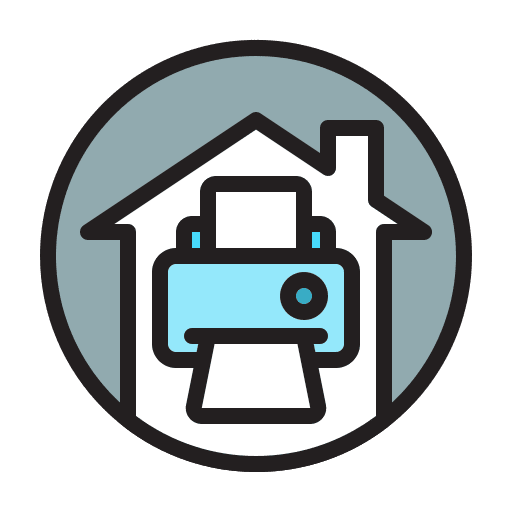 Printer work from home business home icon