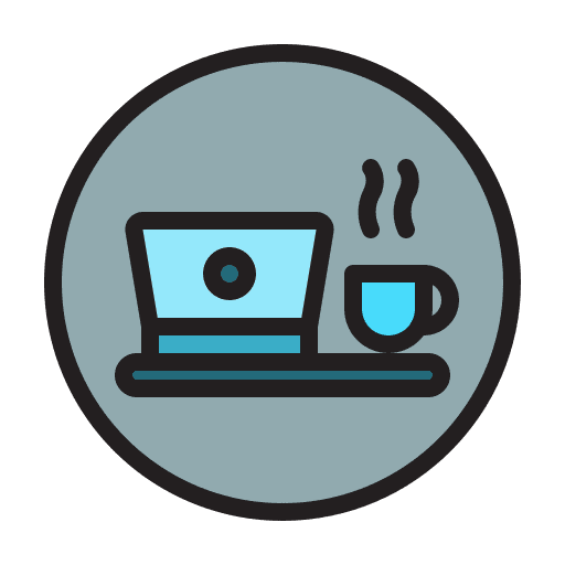 Working coffee business and finance online icon Working coffee business and finance online icon