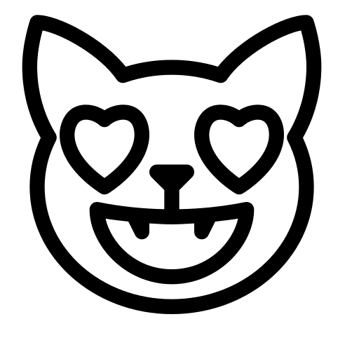 Cat feline heart eyes in love icon