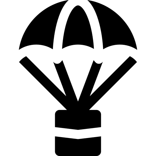 Supplies parachute help humanitarian icon