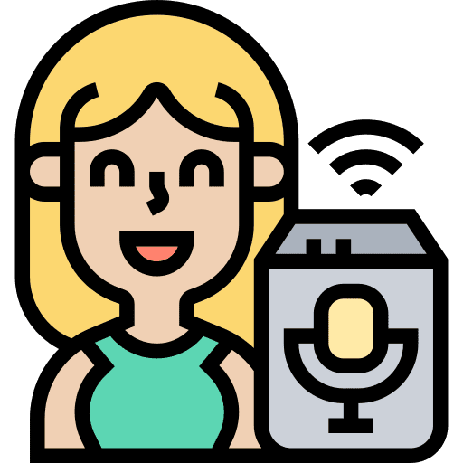 Voice assistant people woman recorder icon