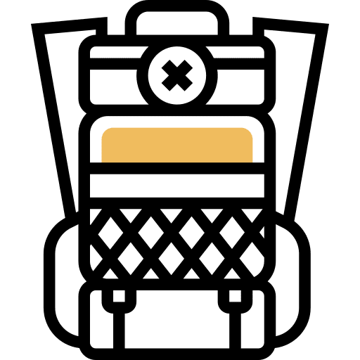 Backpack hiking bag weapon icon Backpack hiking bag weapon icon