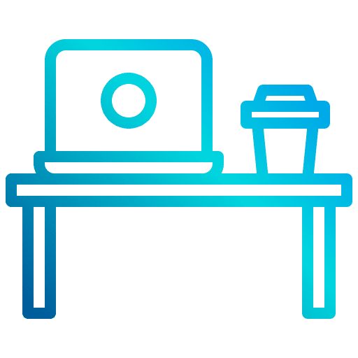 Workspace office table coffee laptop icon Workspace office table coffee laptop icon