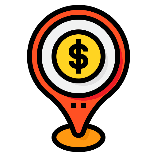 Money exchange maps and location money icon Money exchange maps and location money icon
