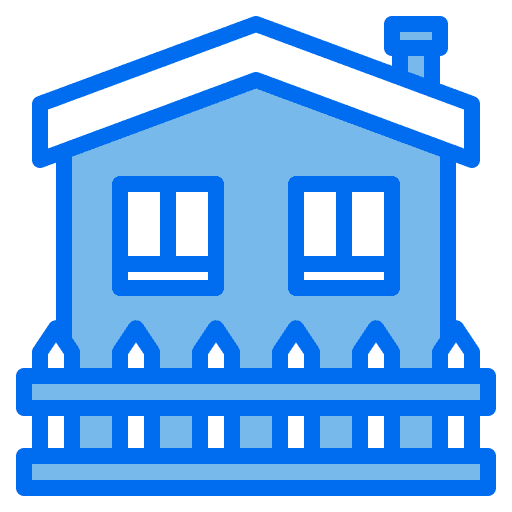 House architecture and city fence building icon
