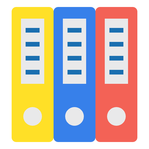 Archive files and folders document school material icon
