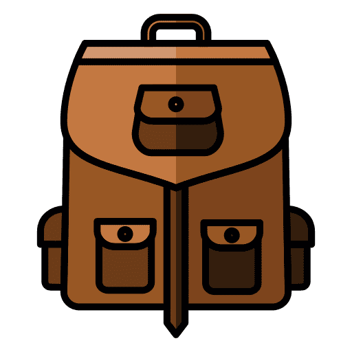 Leather bag adventure holidays backpack icon
