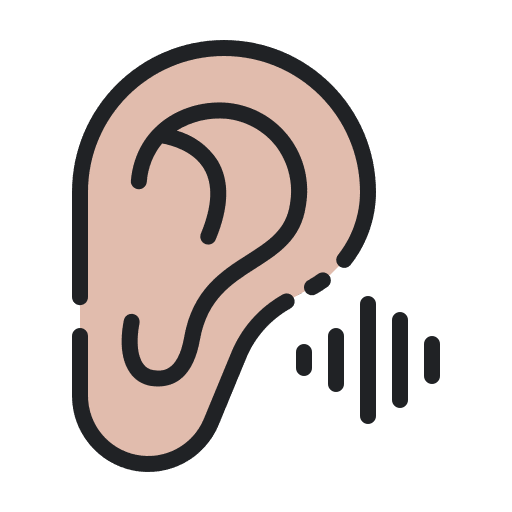 Listening communications body part listening icon