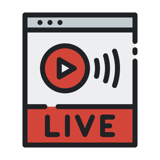 Live streaming technology multimedia video player icon