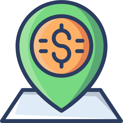 Location dollar dollar symbol map pointer icon