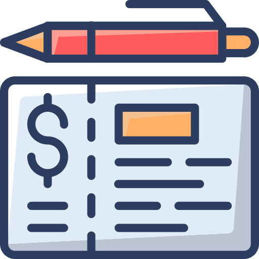 Cheque business and finance dollar pen icon Cheque business and finance dollar pen icon