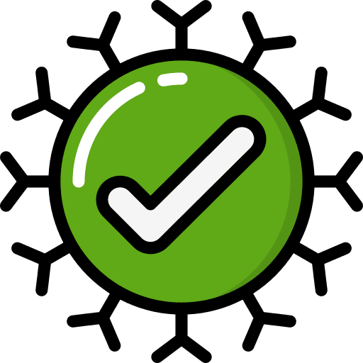 Cancer cell approved check mark healthcare and medical icon
