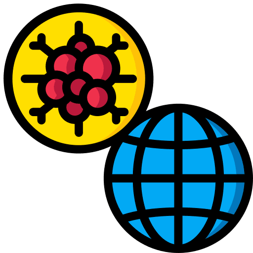 Global research worldwide cell online icon