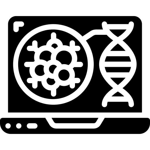 Laptop research analysis cancer icon
