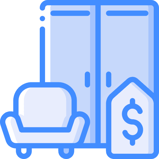 Furniture sofa price tag store icon