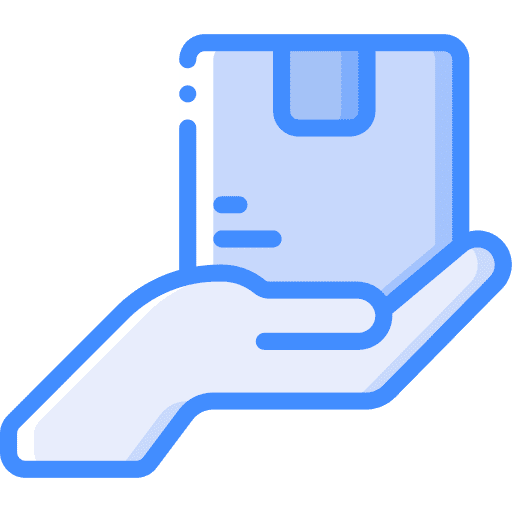 Delivery package hand gesture cardboard box icon