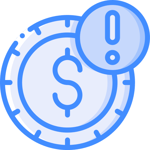Dollar dollar exclamation mark coin icon
