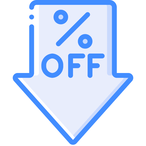 Down arrow low price commerce and shopping cheap icon