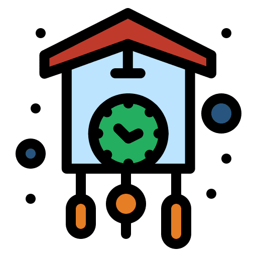 Cuckoo clock watch time and date wooden icon Cuckoo clock watch time and date wooden icon