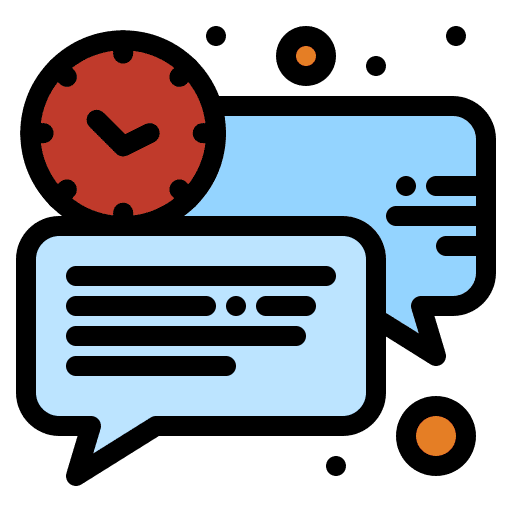 Speech time and date equal speech icon