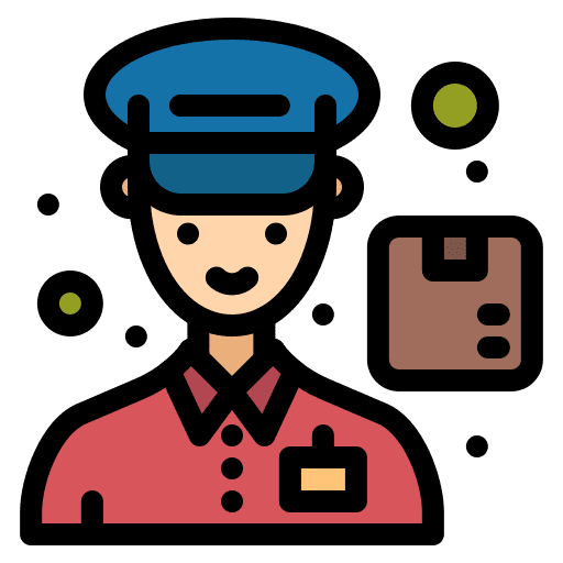 Delivery man logistics parcel professions and jobs icon