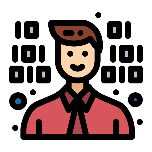 Programmer computer character game development icon Programmer computer character game development icon