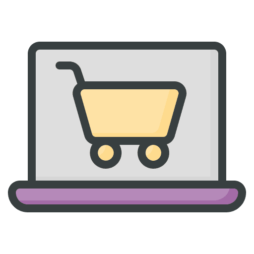 Online shopping commerce and shopping online shop laptop icon