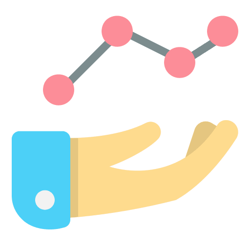 Increase hand increase line chart icon