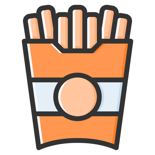 French fries fried potatoes junk food food and restaurant icon French fries fried potatoes junk food food and restaurant icon