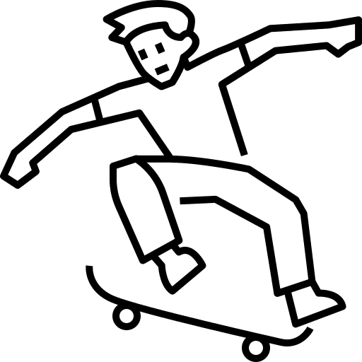 Skateboard man sports and competition skateboarding icon