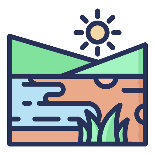 River mountain landscape hill icon River mountain landscape hill icon