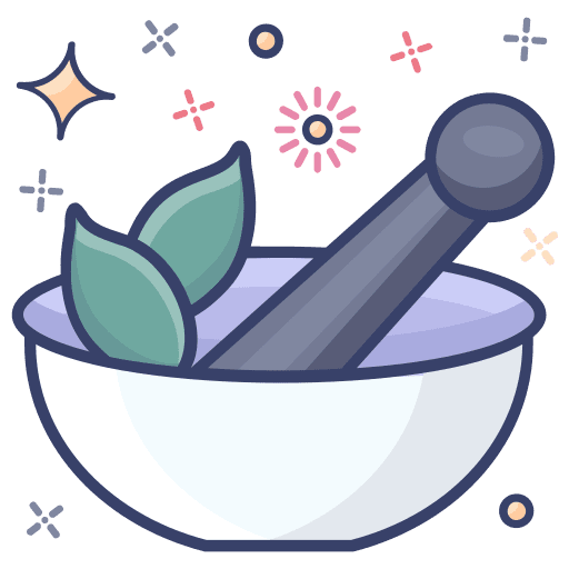 Herbal treatment medicine mortar pestle icon