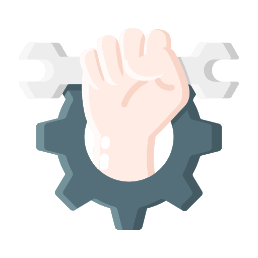 Gear construction and tools wrench labour day icon