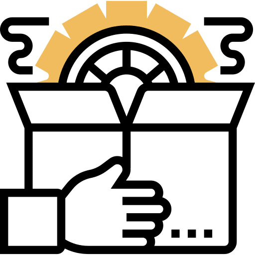 Product unboxing shipping and delivery development icon