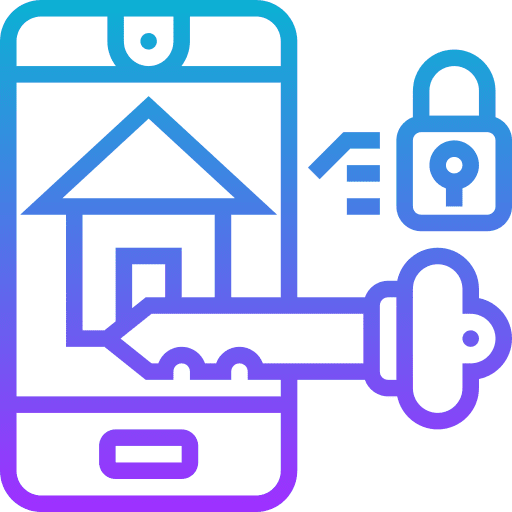 Mobile phone home security electronics lock icon Mobile phone home security electronics lock icon