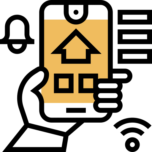 Mobile phone hand security smart home icon